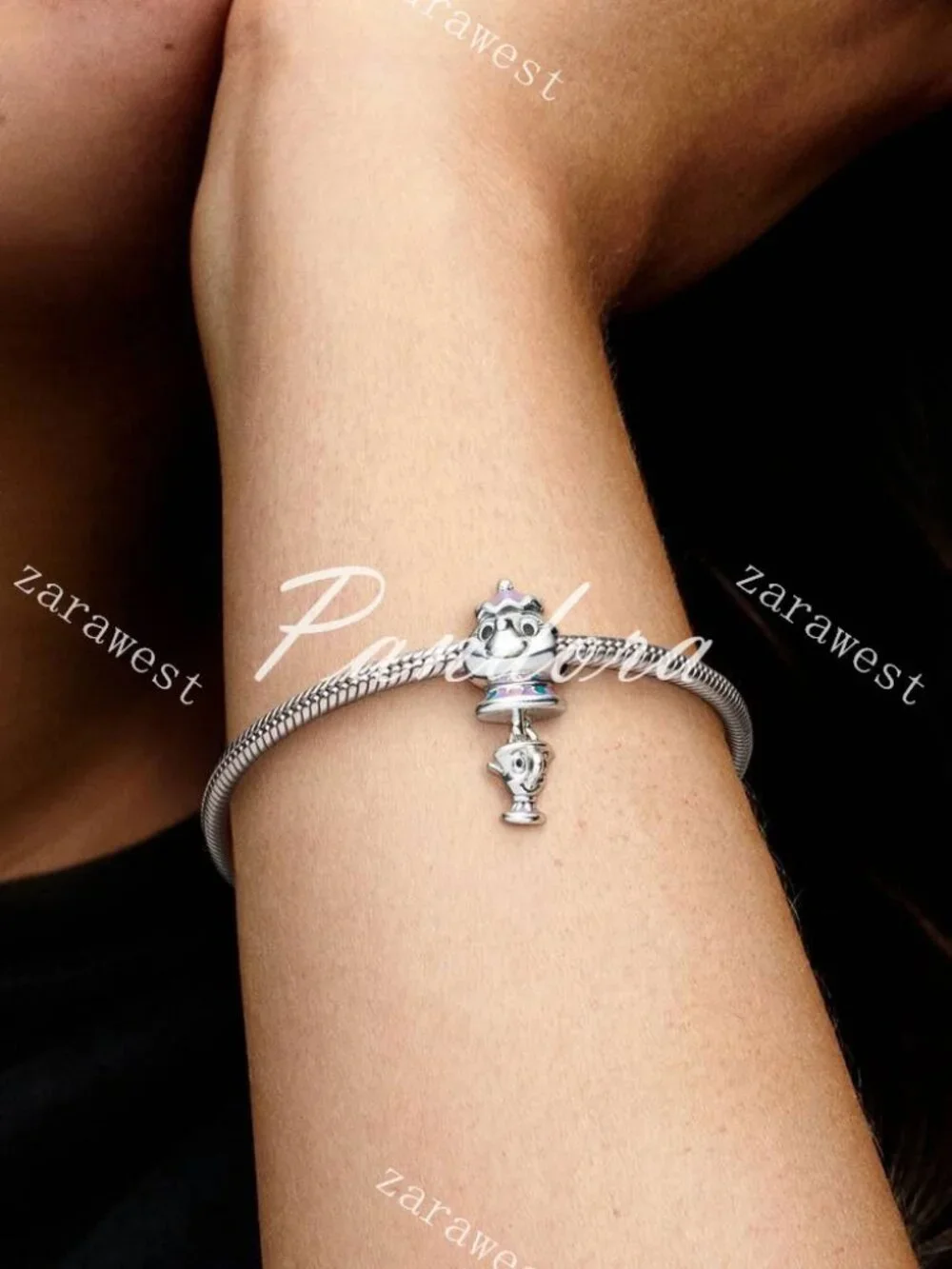 Pandora Disney Beauty and the Beast Mrs. Potts and Chip Dangle Charm